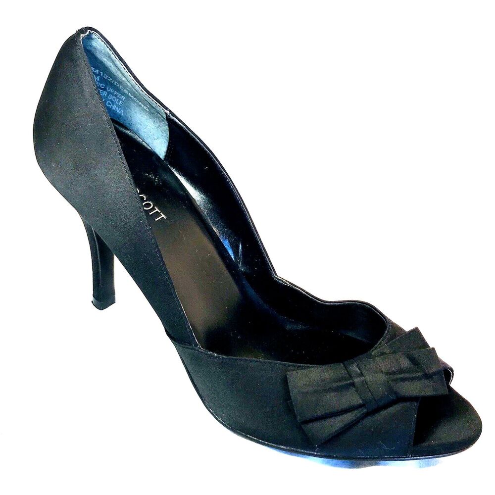 Blake Scott Stiletto Heels Bow Peep Toe Black 10 Women Desmond Formal Whimsigoth